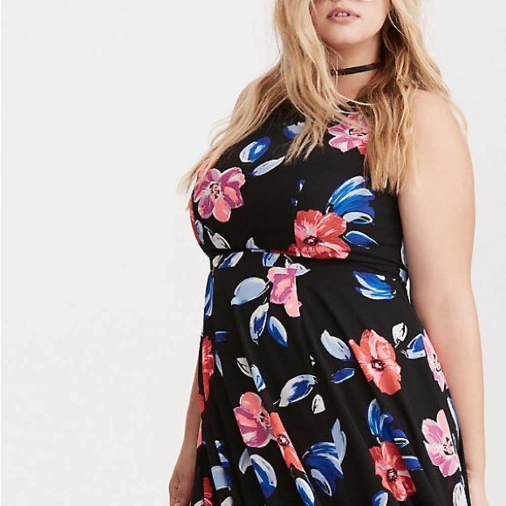Torrid floral Georgette sleeveless maxi dress - Picture 3 of 10